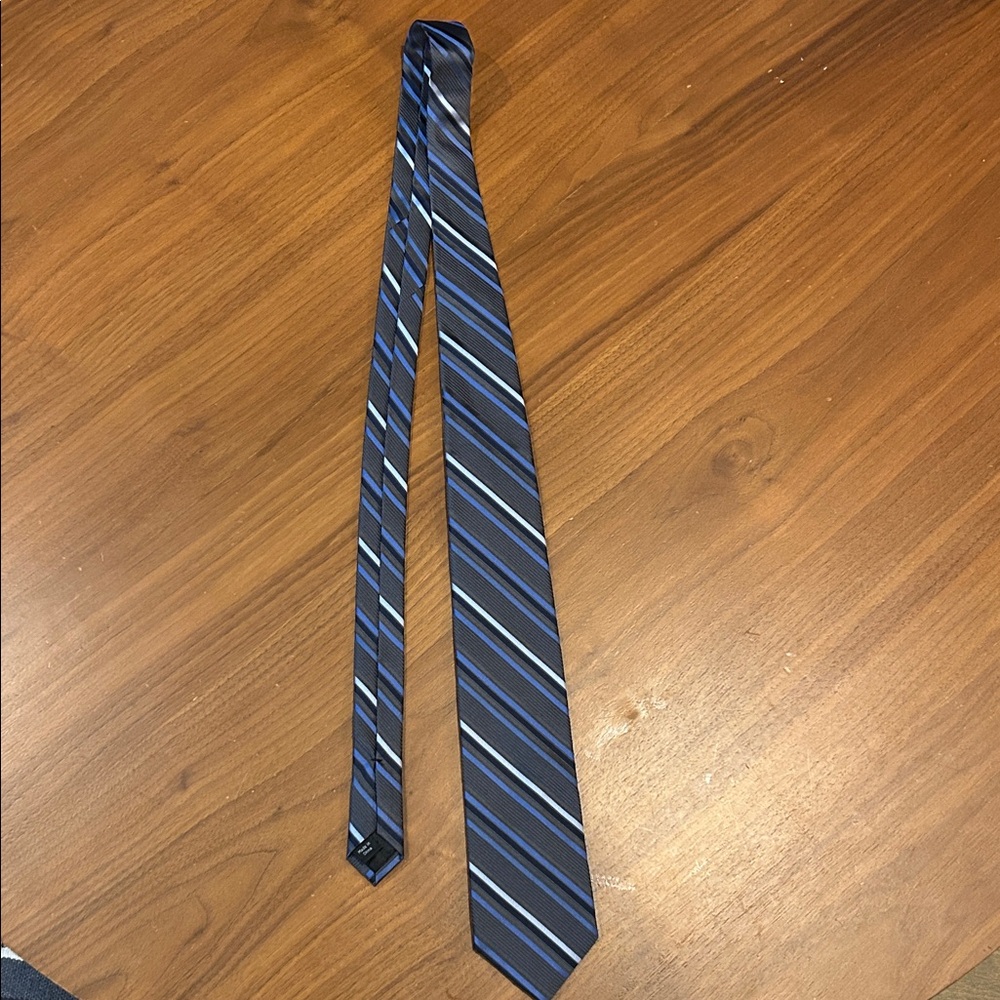 Calvin Klein Blue and Black Striped Tie